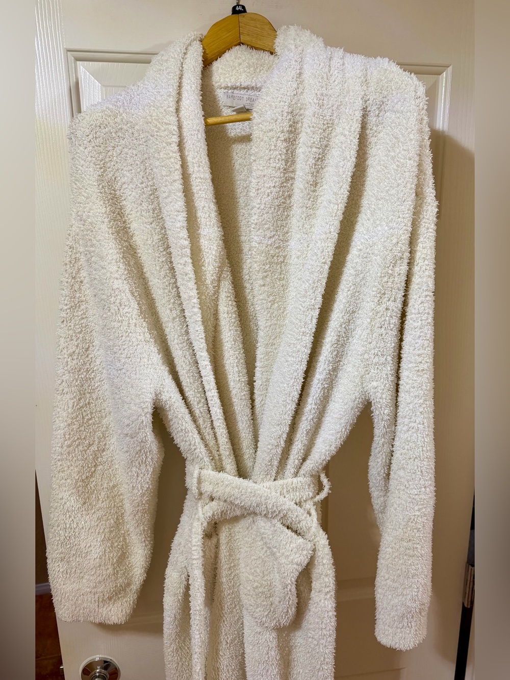 Ladies Barefoot Dreams Cozy Chic Robe White L Large Size 3 Excellent!!